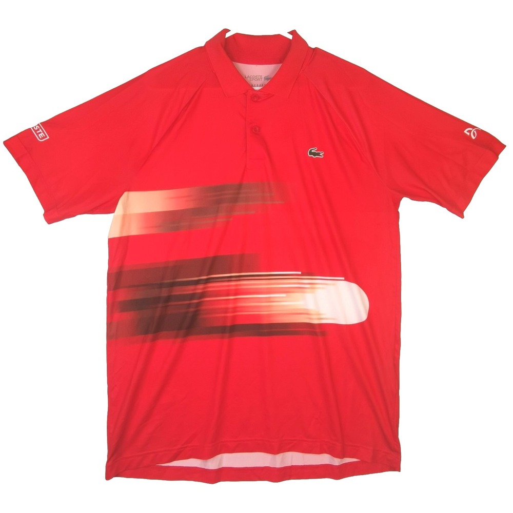 Lacoste Sport Novak Djokovic Orange Polo Shirt Size L Performance Ultra Dry Fit
